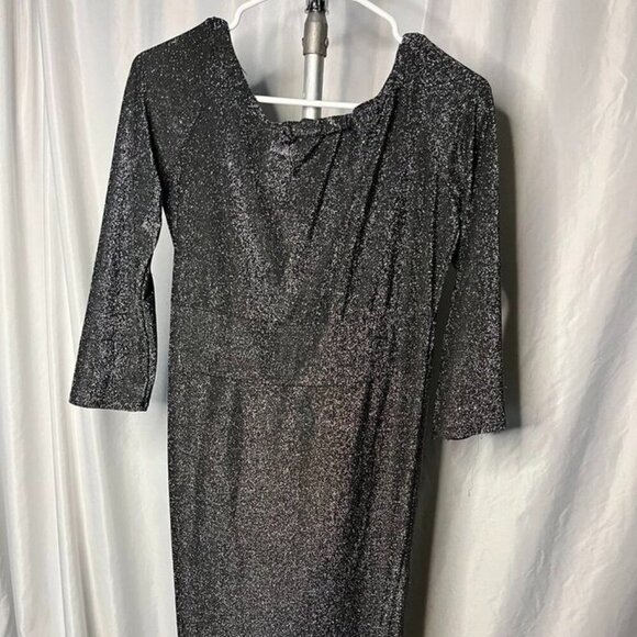 ✨ Sparkly Black Metallic Ruched Cocktail Dress 2XL ✨ - Picture 4 of 9